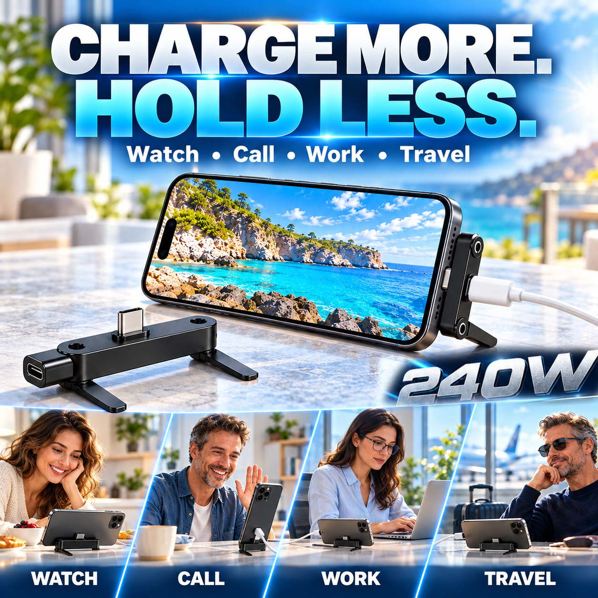 🔥Fast Charging Adapter with 360° Foldable Phone Stand