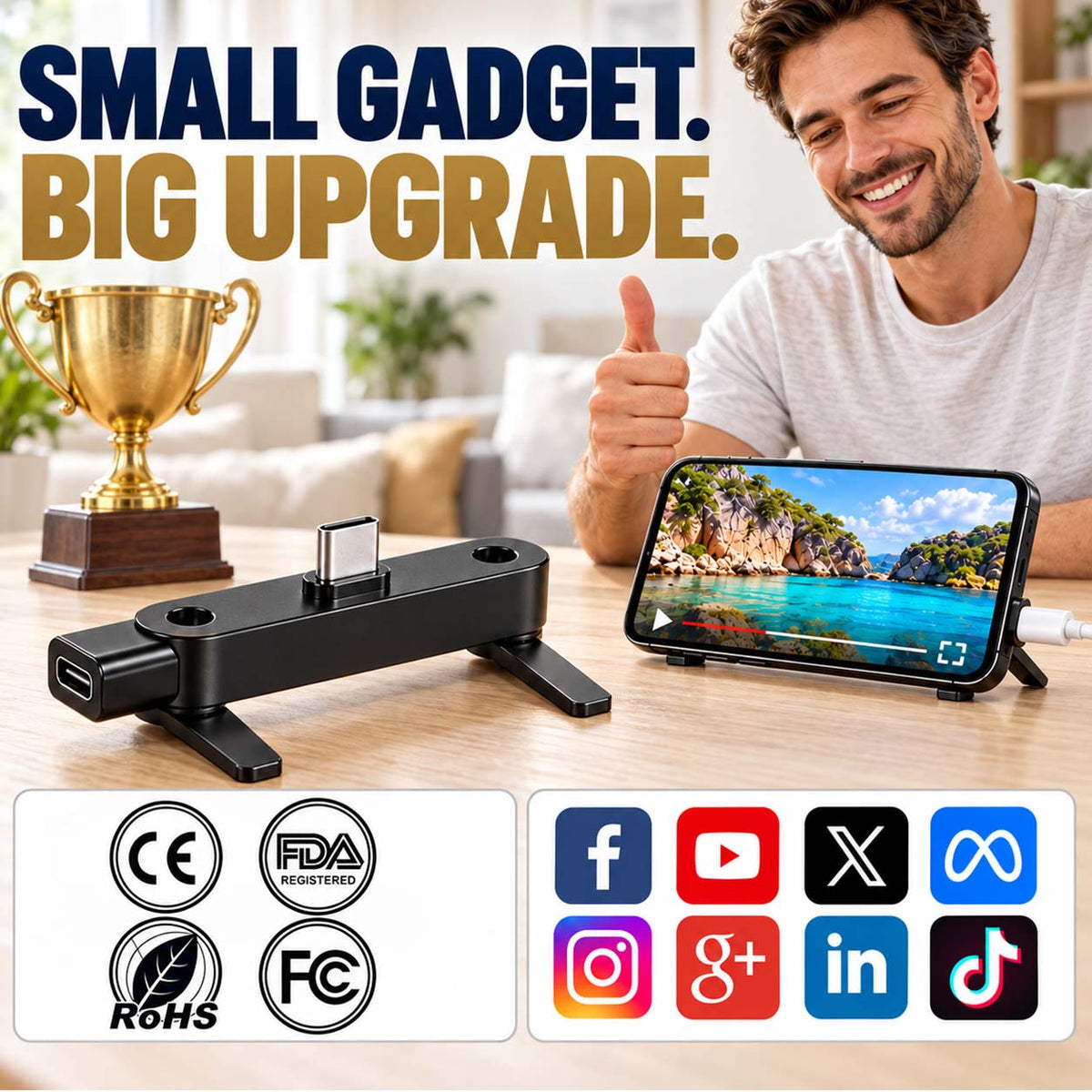 🔥Fast Charging Adapter with 360° Foldable Phone Stand