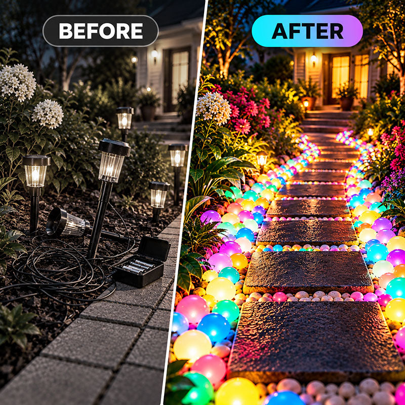 ✨ Mixed-Color Glow-in-the-Dark Garden Stones – Bring Your Garden to Life After Sunset