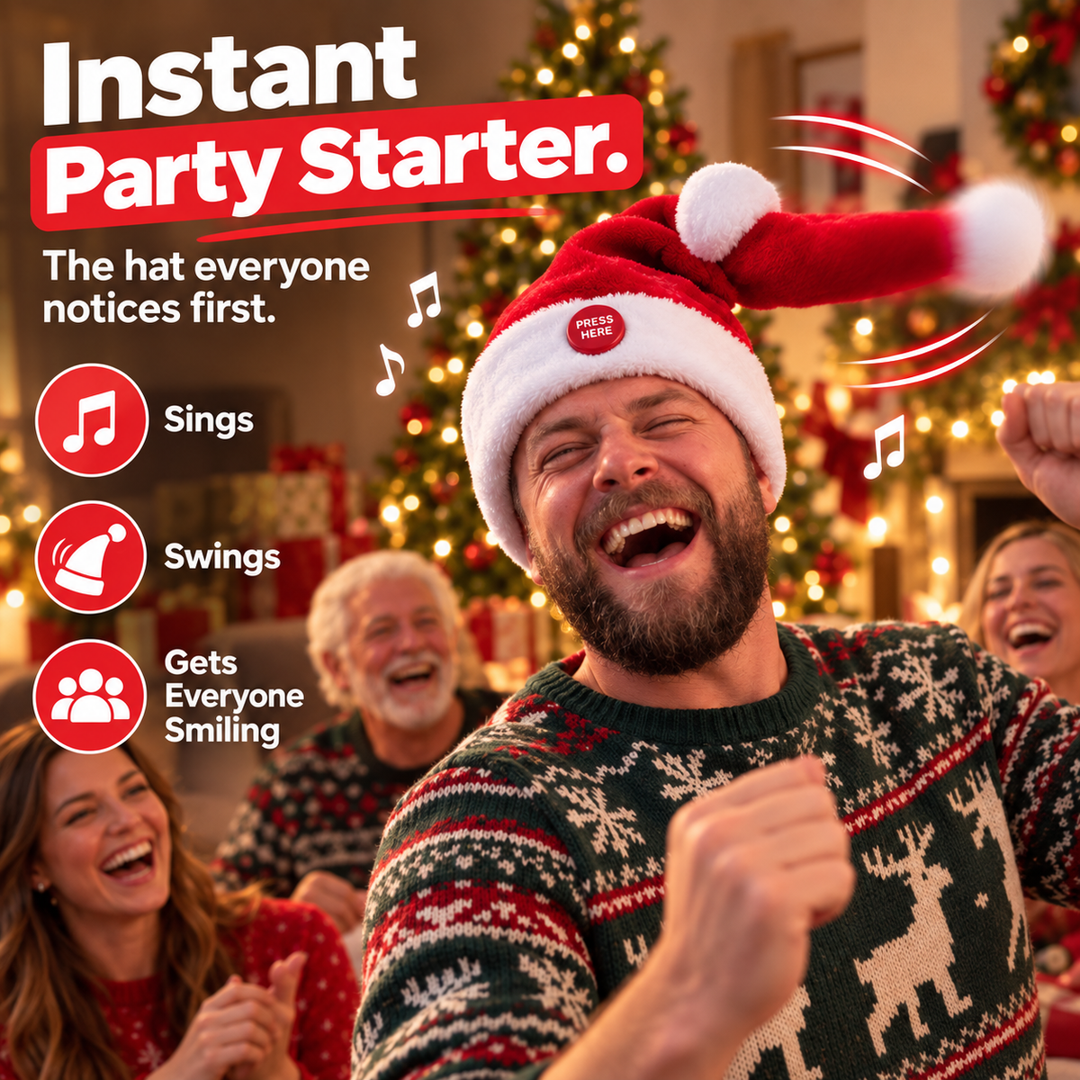 🎅 Singing & Dancing Santa Hat – The Christmas Hat That Steals the Party (offer)