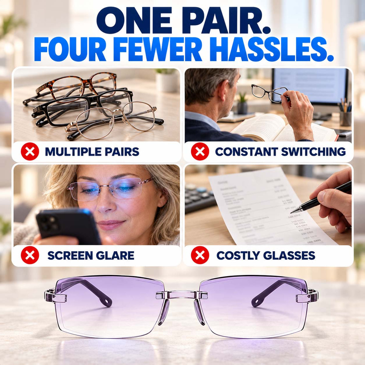 👓Multi-Zone Photochromic Reading Glasses