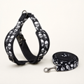 Skull print adjustable dog harness and leash set