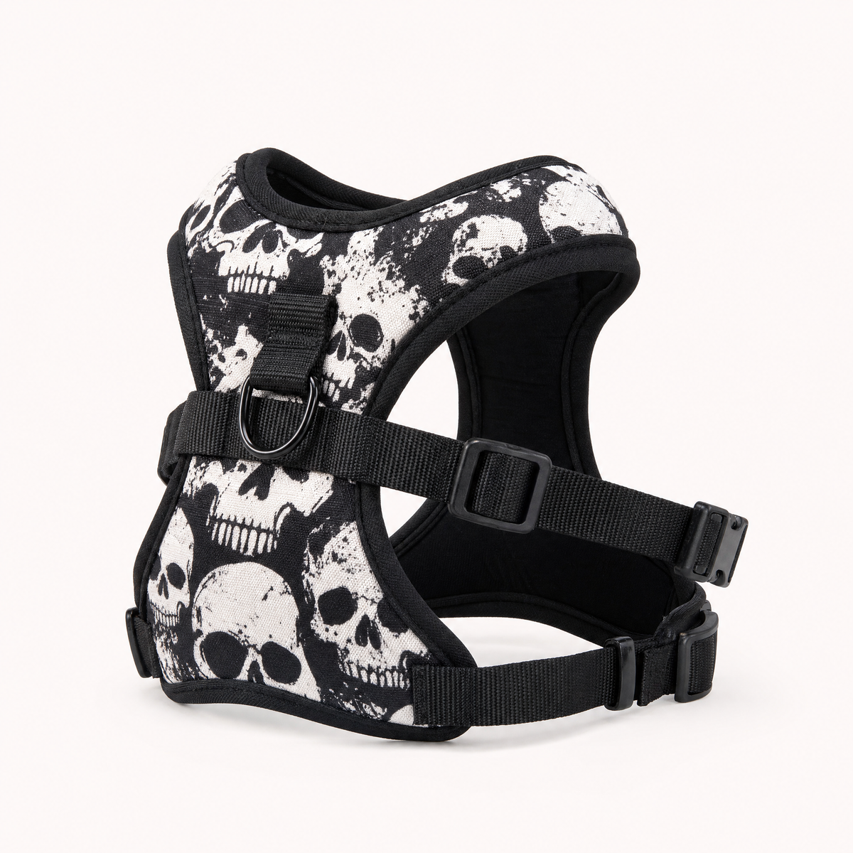 Skull print no-pull dog harness