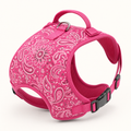 Pink bandana print no-pull dog harness with grab handle
