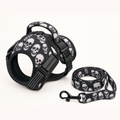 Skull print no-pull dog harness and matching leash set